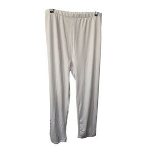 White Leggings with Faux Black Buttons Women's Unbranded Athleisure